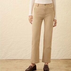 Faherty Women's Straight Leg Canvas Sand Khaki Pants